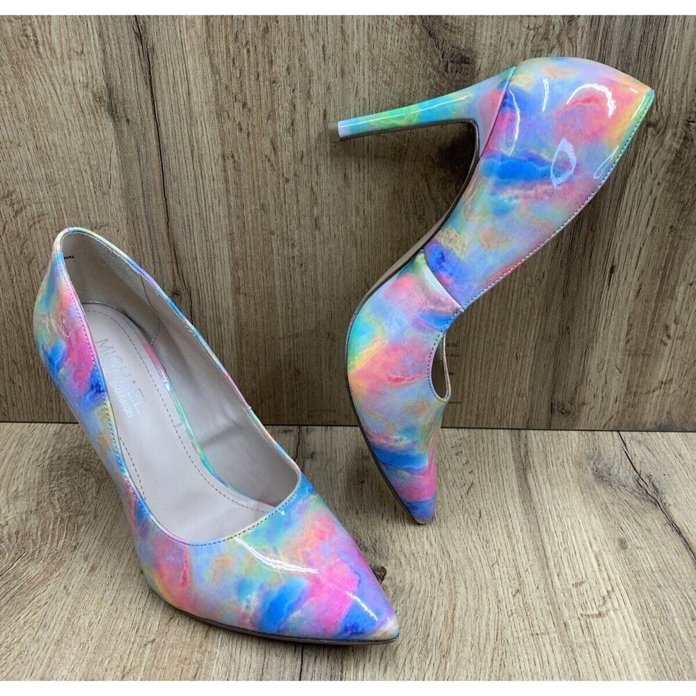 Michael Ry leigh Patent Leather Pointed Toe Stiletto Heels Size 9M Multicolored